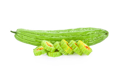 Fresh bitter gourd isolated on a white background