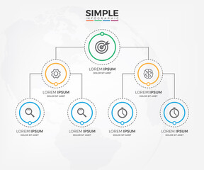 Colorful Infographic organization design template. Simple stylish multicolor organization structure process