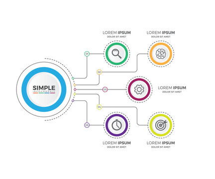 Infographic organizational chart with number. colorful style isolated on white background
