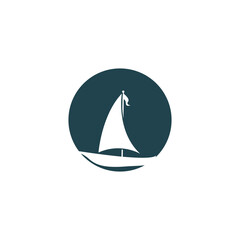 Asian Traditional Sailboat symbol design logo