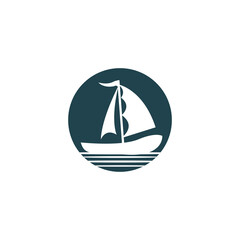 Asian Traditional Sailboat symbol design logo