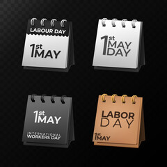 Labour Day on 1st May Calendar sets. Vector Illustration