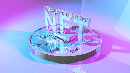 Fototapeta premium NFT Non-Fungible Tokens or NFTs are unique assets that cannot be replicated underpinned by blockchain technology
