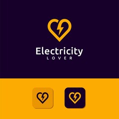 Electricity Lover Logo With Thunder