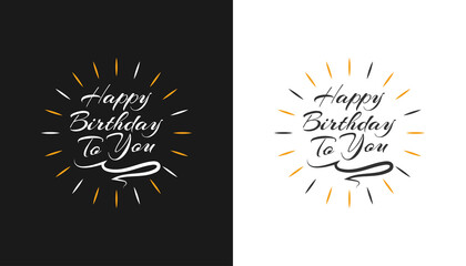 Fototapeta premium Happy Birthday Card or Banner. Happy Birthday Text Lettering Calligraphy with Ornaments. Beautiful Greeting Poster with Calligraphy