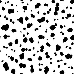 Abstract modern dalmatian seamless pattern. Animals trendy background. Black and white decorative vector illustration for print, card, postcard, fabric, textile. Modern ornament of stylized skin