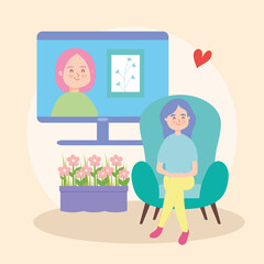 Girl in video conference