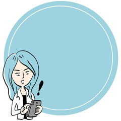 A woman looking at the screen of her phone with a surprised expression on her face