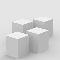 3d gray white cube and box podium .. minimal scene studio background. Abstract 3d geometric shape object illustration render. Display for online business product.