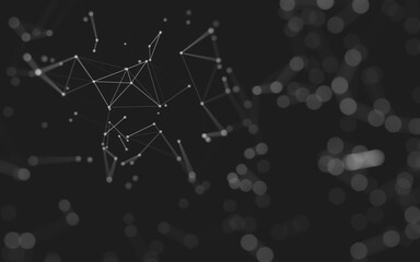 Abstract background. Molecules technology with polygonal shapes, connecting dots and lines. Connection structure. Big data visualization.
