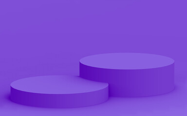 Abstract 3d purple violet color cylinder podium minimal studio background.