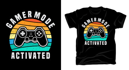 Gamer mode activated typography with controller t-shirt design © charen_art