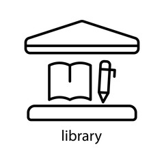 Library building line icon. Editable stroke. Design template vector
