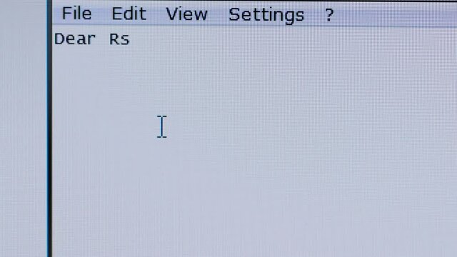 Computer screen, typing random letters