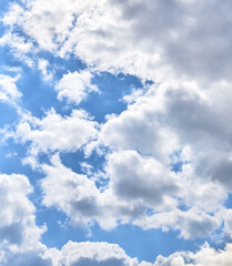 The blue sky is white clouds