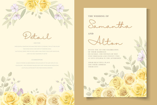 Beautiful Yellow Floral Wedding Invitation Card Design