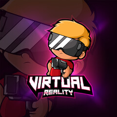 Virtual reality gamer mascot esport logo design