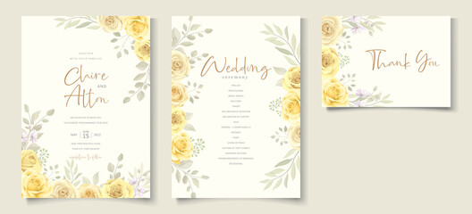 Beautiful yellow floral wedding invitation card design