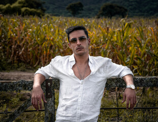 Fototapeta premium man in the field