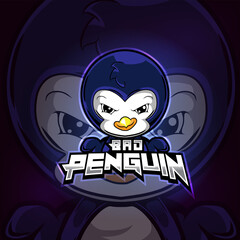 Bad penguin mascot esport logo design