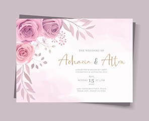 Beautiful pink floral wedding invitation card design