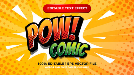 Fototapeta premium modern pow comic editable text style effect illustrator. vector design template 