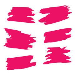 Pink Brushes Freehand. Coral Ink Distress. Stroke Abstract. Brushstroke Abstract. Watercolor Square. Paint Graffiti. Paintbrush Collection. Set Isolated. Grungy Scratch.