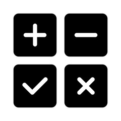 plus icon, minus icon, check mark icon, and cross icon vector sign symbol