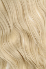 close up of single piece clip in wavy platinum blonde synthetic hair extensions