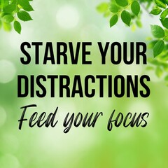 Starve distractions feed your focus:Inspirational and motivational and quote Design in...
