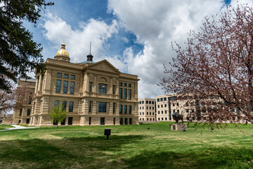Wyoming State Capitol Building in Cheyenne, WY on a bright sunny spring day