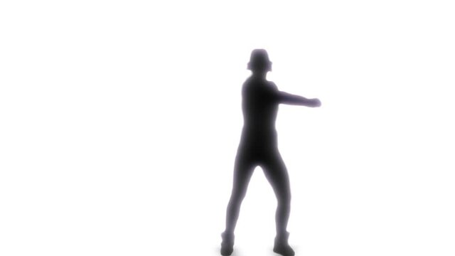 3D Animation  Silhouette Hip Hop Dancer In Lighting Stage