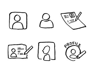 transparent hand drawn profile icon set