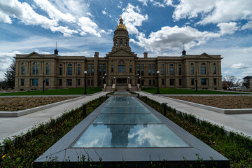 Wyoming State Capitol Building in Cheyenne, WY on a bright sunny spring day