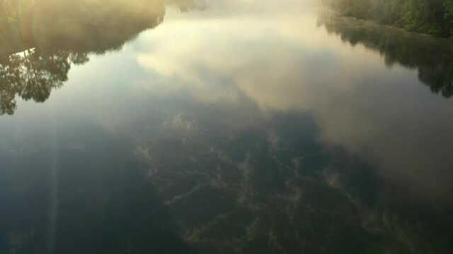 Foggy reflection off Clinch River in Clinton Tennessee