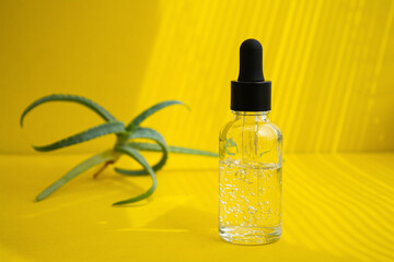 Aloe-scented oil. Cosmetic serum with aloe extract.