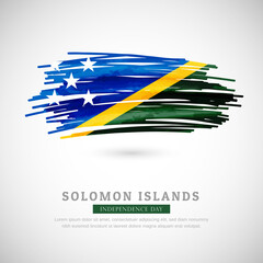 Brush flag of Solomon Islands country. Happy independence day of Solomon Islands with grungy flag background
