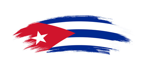 Artistic grunge brush flag of Cuba isolated on white background