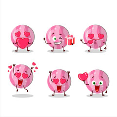 Pink candy cartoon character with love cute emoticon