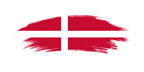Artistic grunge brush flag of Denmark isolated on white background