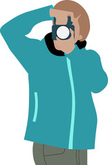 Joven tomando una fotografía. fondo transparente