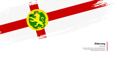 Creative hand drawing brush flag of Alderney country for special Alderney day