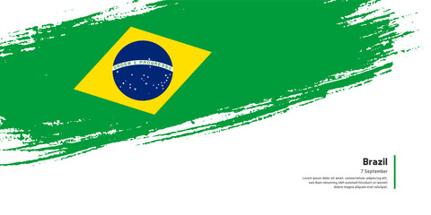 Creative hand drawing brush flag of Brazil country for special independence day
