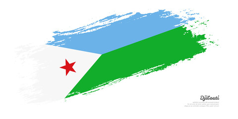 Hand painted brush flag of Djibouti country with stylish flag on white background