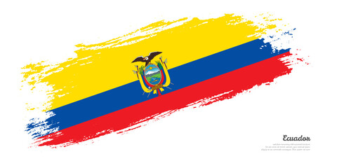 Hand painted brush flag of Ecuador country with stylish flag on white background