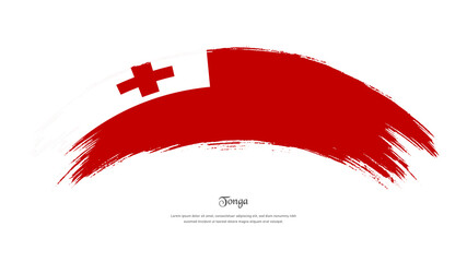 Flag of Tonga in grunge style stain brush with waving effect on isolated white background