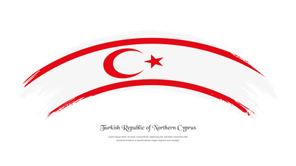 Flag of Turkish Republic of Northern Cyprus in grunge style stain brush with waving effect on isolated white background