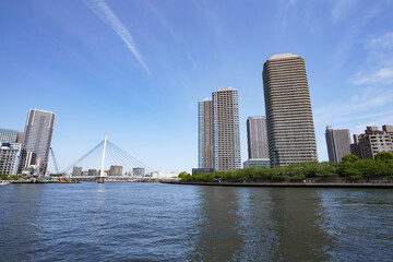 Obraz premium 佃大橋付近より上流方面