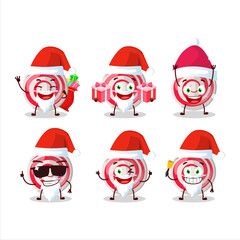 Santa Claus emoticons with spiral white candy cartoon character