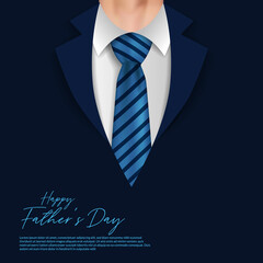 happy Father's day with realistic businessman coat and script typography poster banner